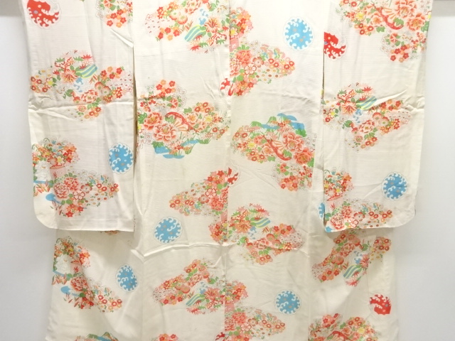 Japanese Kimono / Chirimen Kinsha Combined weave